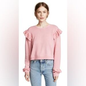 LoveShackFancy Pink Ruffle Sleeve Women's Top